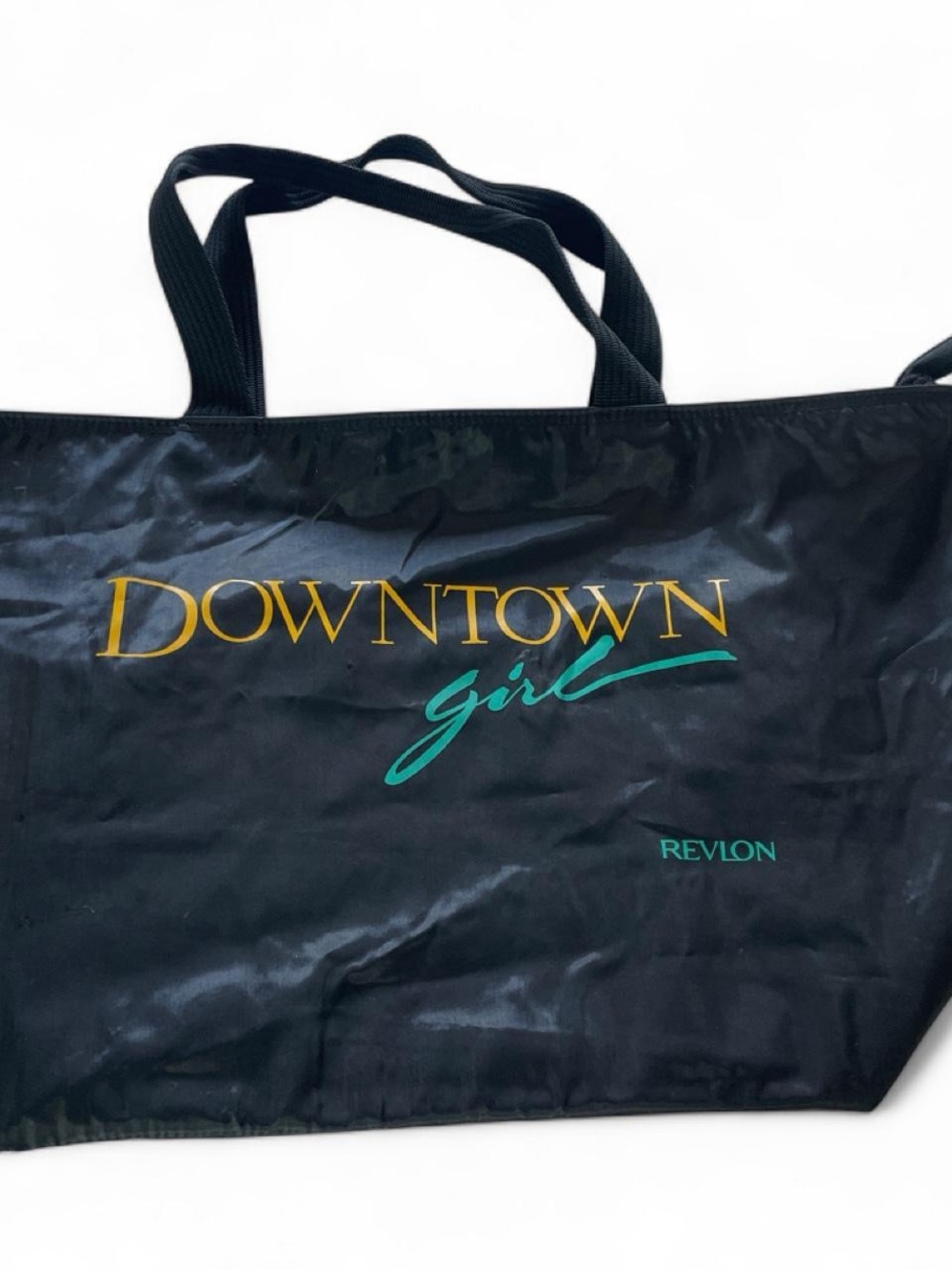 Revlon Black Tote with Gold and Teal 'Downtown Girl' Graphics